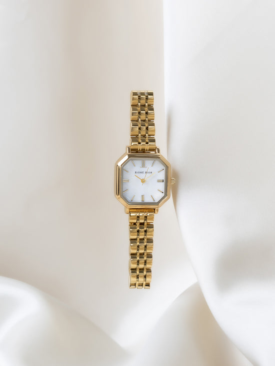 Luxe goudkleurig Amélie Classic White dameshorloge